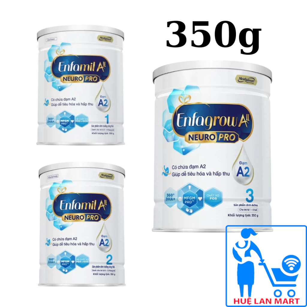Combo 2 Hộp Sữa Bột Mead Johnson Enfamil/ Enfagrow A2 Neuropro Số 1/2/3 – Hộp 350g Màu Trắng