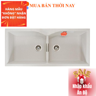 Chậu rửa chén carysil bằng đá granite 2 hố lớn lac1-10 - xám tro/arena