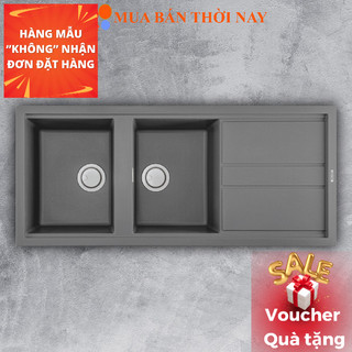 Chậu rửa đá Granite Nano Malloca TITANIUM K-50073 màu xám, Chậu rửa chén đá nhân tạo, chậu rửa bát bằng đá