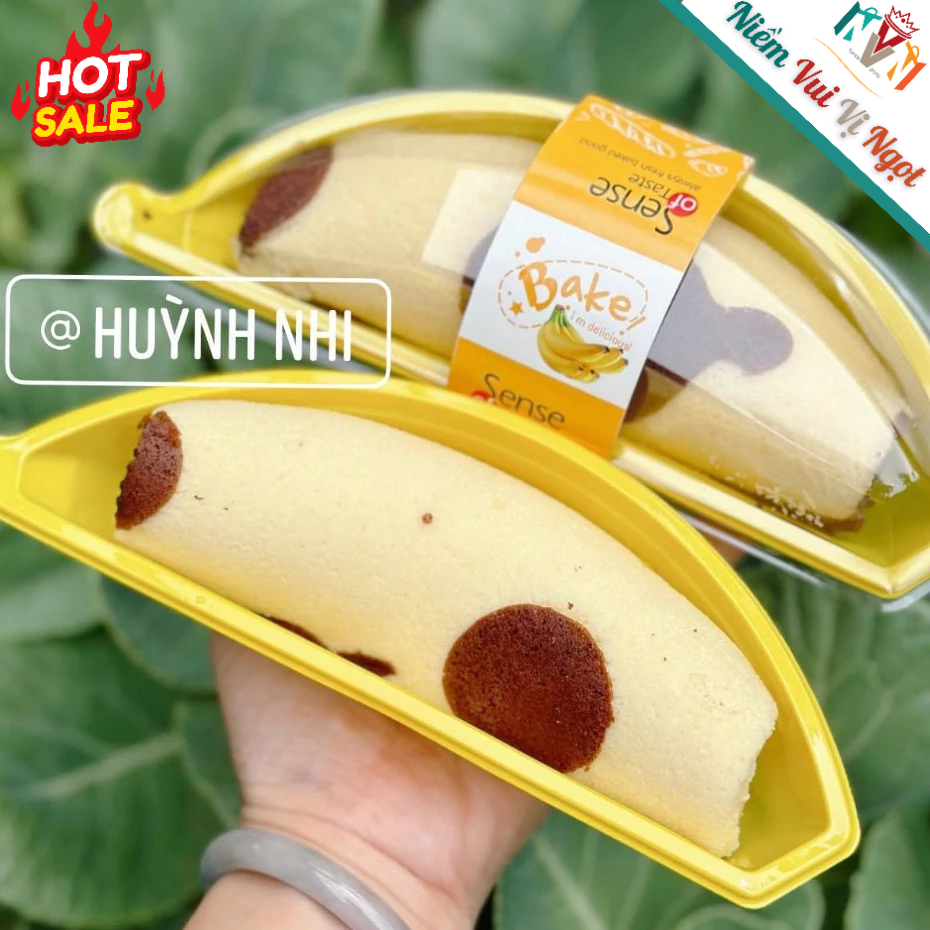 100 Hộp Bánh Chuối Kèm Tag Giấy, Hộp nhựa hình Trái Chuối