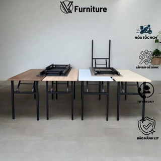Bàn làm việc (Đã lắp sẵn ) xếp gọn tiện lợi cho văn phòng, học tập làm việc, bàn ăn..cứng cáp | Nội Thất Văn Quyết
