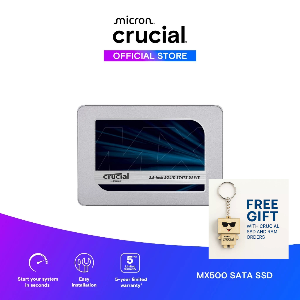 SSD Crucial MX500 3D NAND 2.5 - Inch SATA III 500GB CT500MX500SSD1  -   Hàng chính hãng