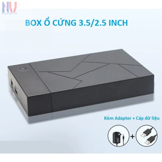 BOX Đọc Ổ Cứng HDD 3.5 inch Chuẩn SATA 3.0 - Kèm Adapter + Cáp dữ liệu