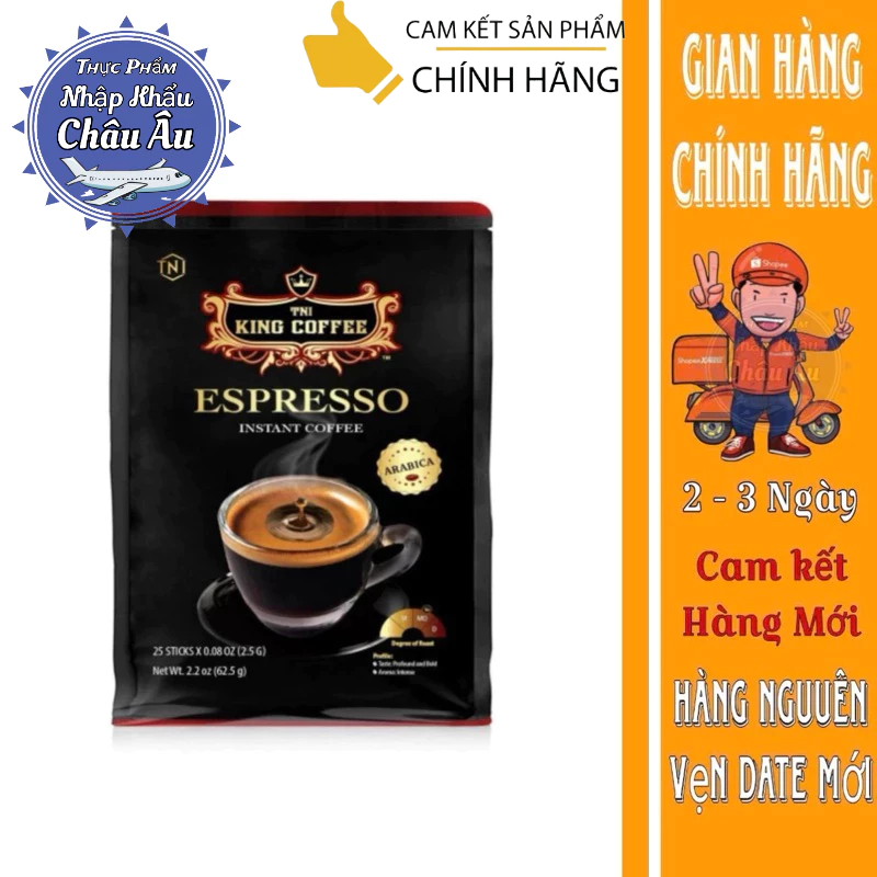 Cà phê đen hòa tan espresso tni king coffee - túi 25 gói