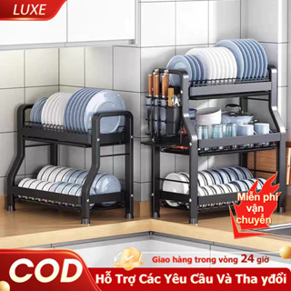 LUXE Kệ để bát đĩa đa năng Kệ Để Chén Đĩa 2/3 Tầng  Kệ đựng chén bát kèm giá để đũa cài dao thớt