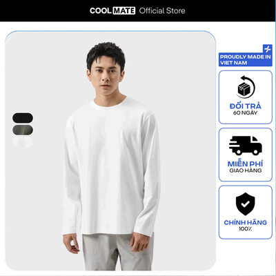[MUA 2 GIẢM 5%]Áo thun nam dài tay 100% cotton Relax fit mềm mại Coolmate