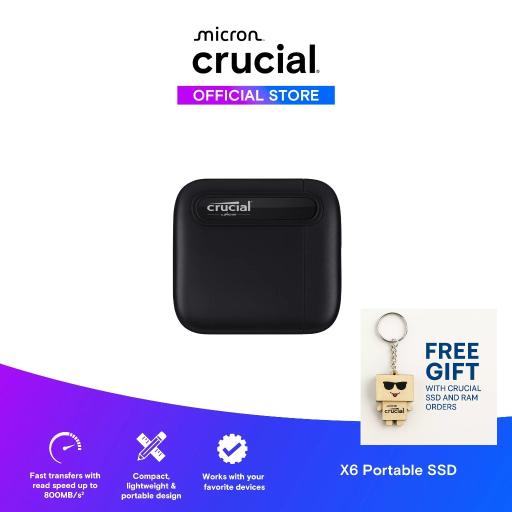 Ổ cứng di động Crucial X6 500GB (500GB/1TB/2TB/4TB)  -   Hàng chính hãng