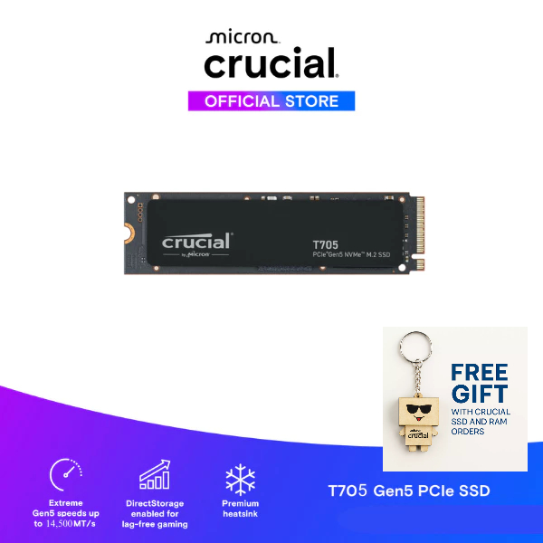 CT1000T705SSD3 SSD Crucial T705 SSD M.2 PCIe NVMe 1TB Gen5  -   Hàng chính hãng