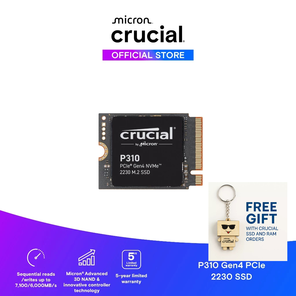 Crucial P310 2TB PCIe Gen4 NVMe 2230 M.2 SSD - CT2000P310SSD2  -  Hàng chính hãng