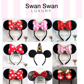 Băng Đô Cài Tóc Đính Nơ Tai Chuột Mickey Minnie Dễ Thương 
