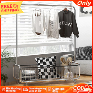 ONLY giá treo quần áo inox kệ treo quần áo có bánh xe giá treo quần áo Màu pha lê bạc