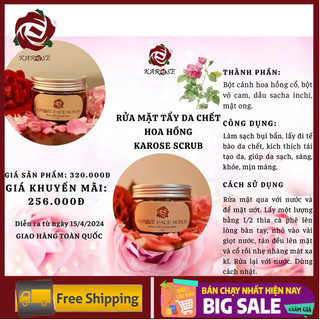 [Tặng nước cất sen/nhài]Rửa Mặt Tẩy Da Chết Hữu Cơ Karose 100gr
