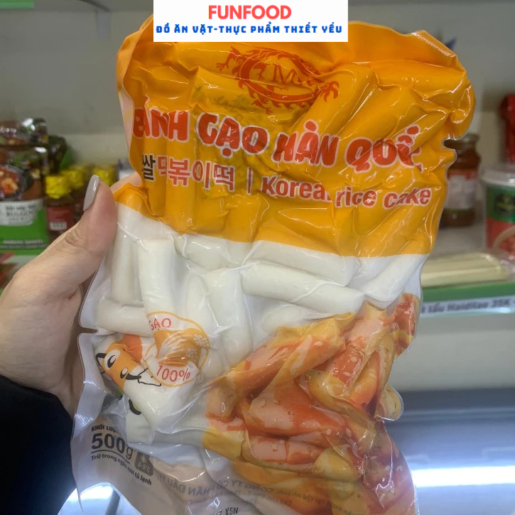Bánh gạo TOKBOKKI Hàn Quốc gói 500g, tokbokki không nhân, bánh gạo thường