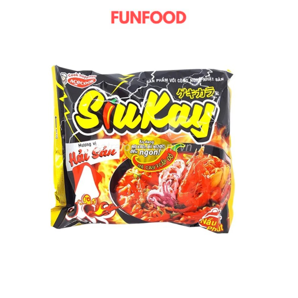 Mỳ SiuKay ,mỳ cay 7 cấp độ vị bò và hải sản gói 128g ăn trộn, xào, nước đều ngon
