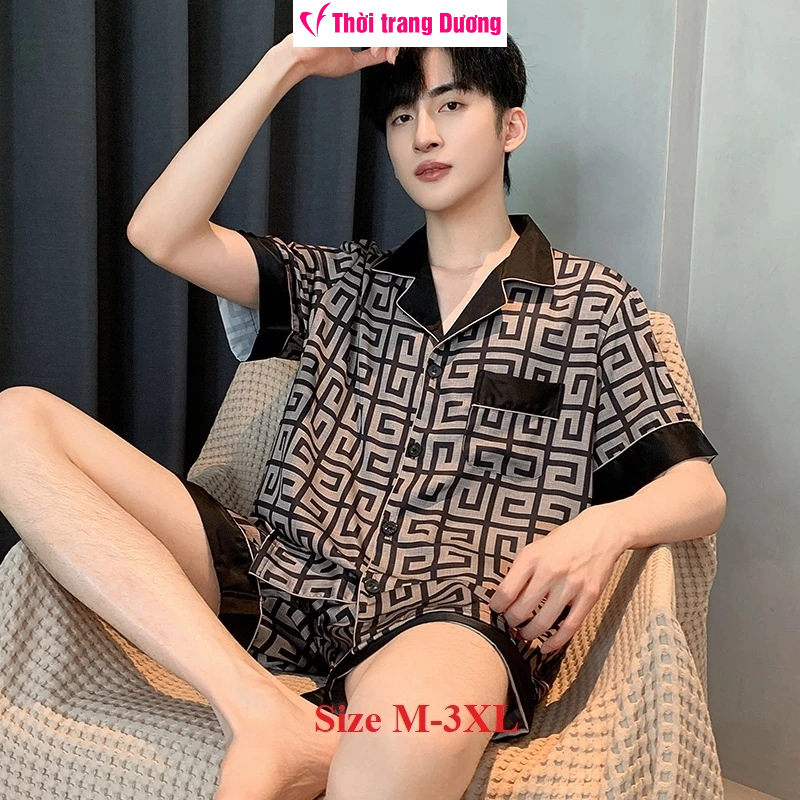 [M-3XL] Tổng hợp Bộ đồ pyjama nam tay ngắn quần ngắn lụa Satin mềm mại, thoáng mát - Thời Trang Dương