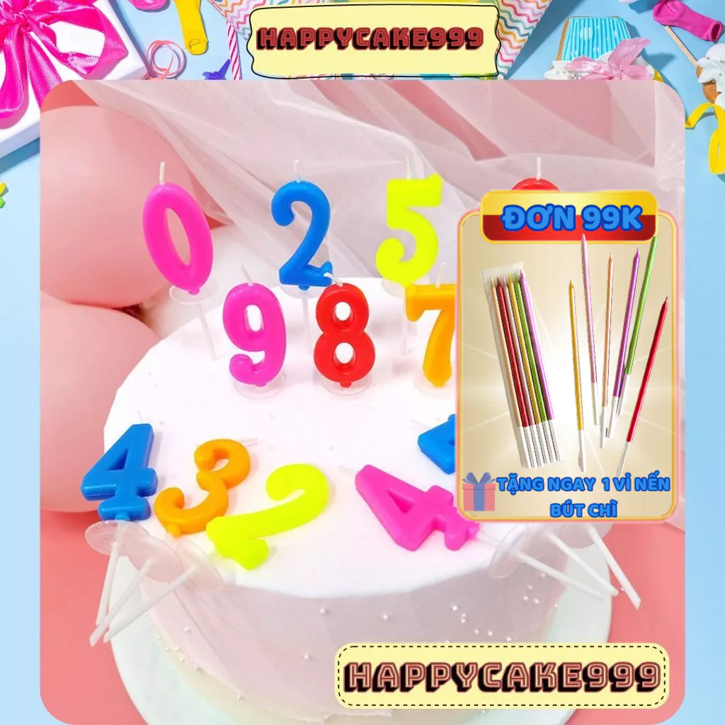 Hộp 20 Nến Số Màu Macaron Đẹp Như Video Nến Cao 4Cm Rộng 2Cm  - Đồ Trang Trí Sinh Nhật - Nến Số Tran