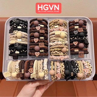  HỘP 20 Dây chun thun cột tóc đuôi ngựa bản to Premium Sense mẫu mới tone nâu thanh lịch hàn quốc cho nữ kèm hộp HGVN 