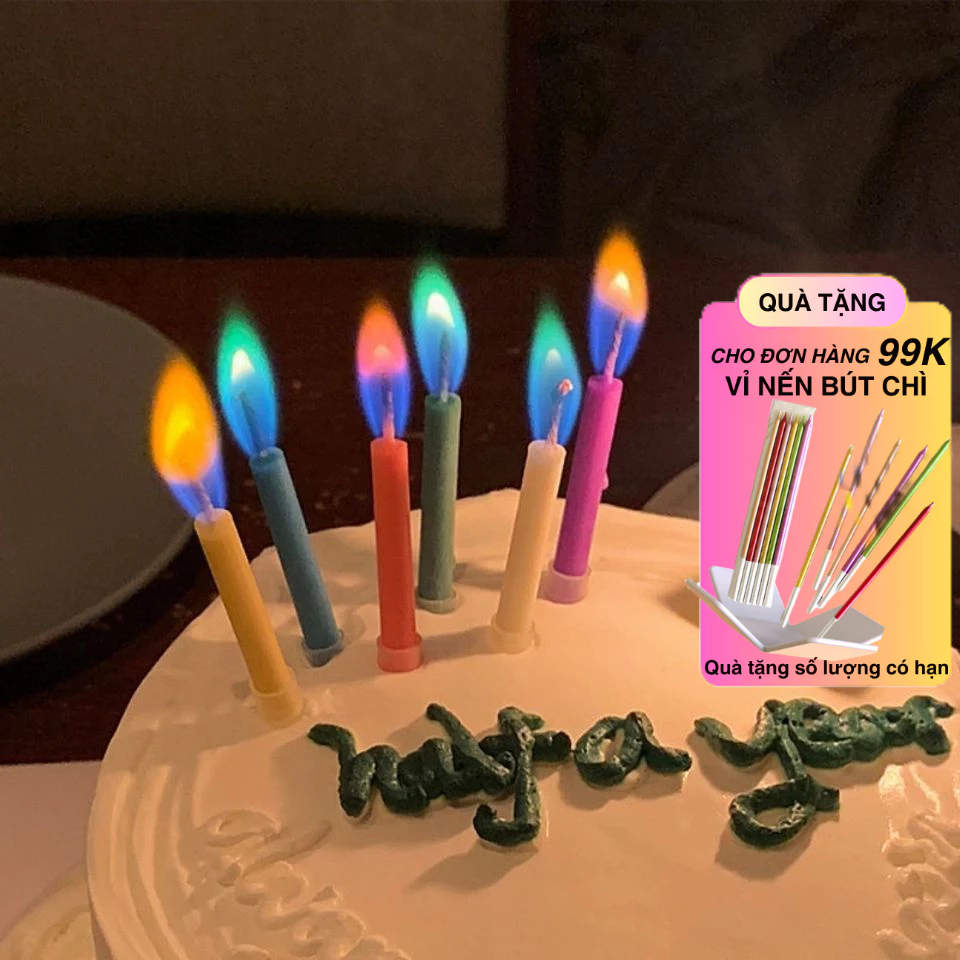 Nến Độc Lạ Khi Đốt Tạo Nhiều Màu Lửa Khác Nhau, Nến Sinh Nhật Độc Lạ, Phụ Kiện Bánh Kem Sinh Nhật