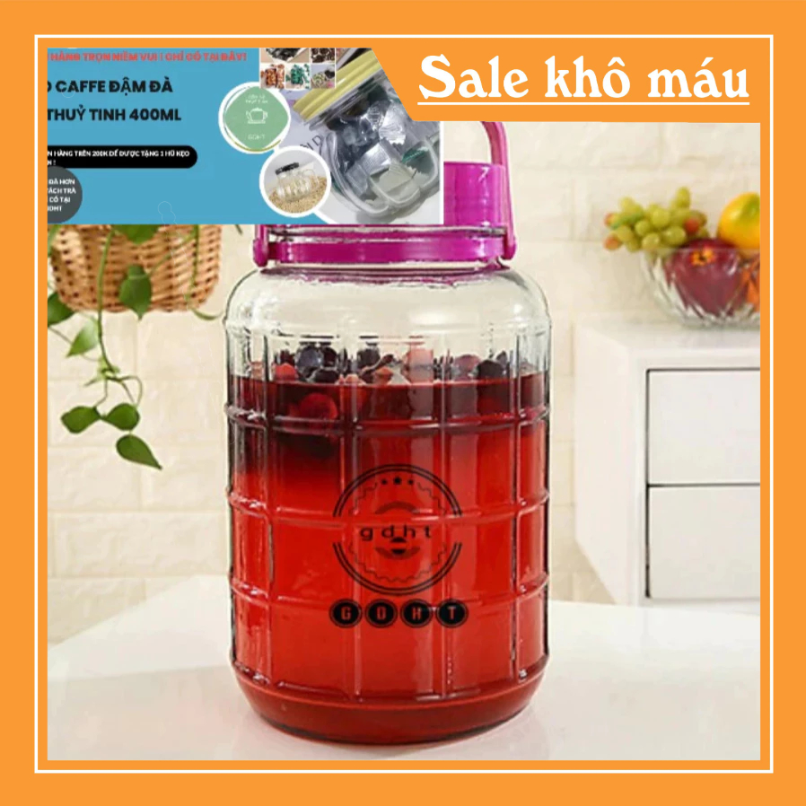Bình thủy tinh ngâm rượu nắp tím không vòi đủ kích cỡ