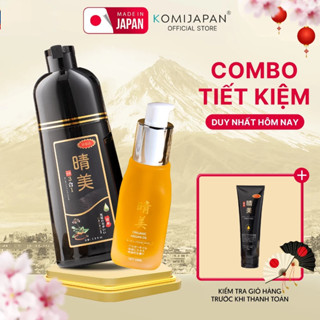 Combo dầu gội phủ bạc komi 500ml dung tích đóng gói, tinh dầu dưỡng tóc KOMI JAPAN chính hãng