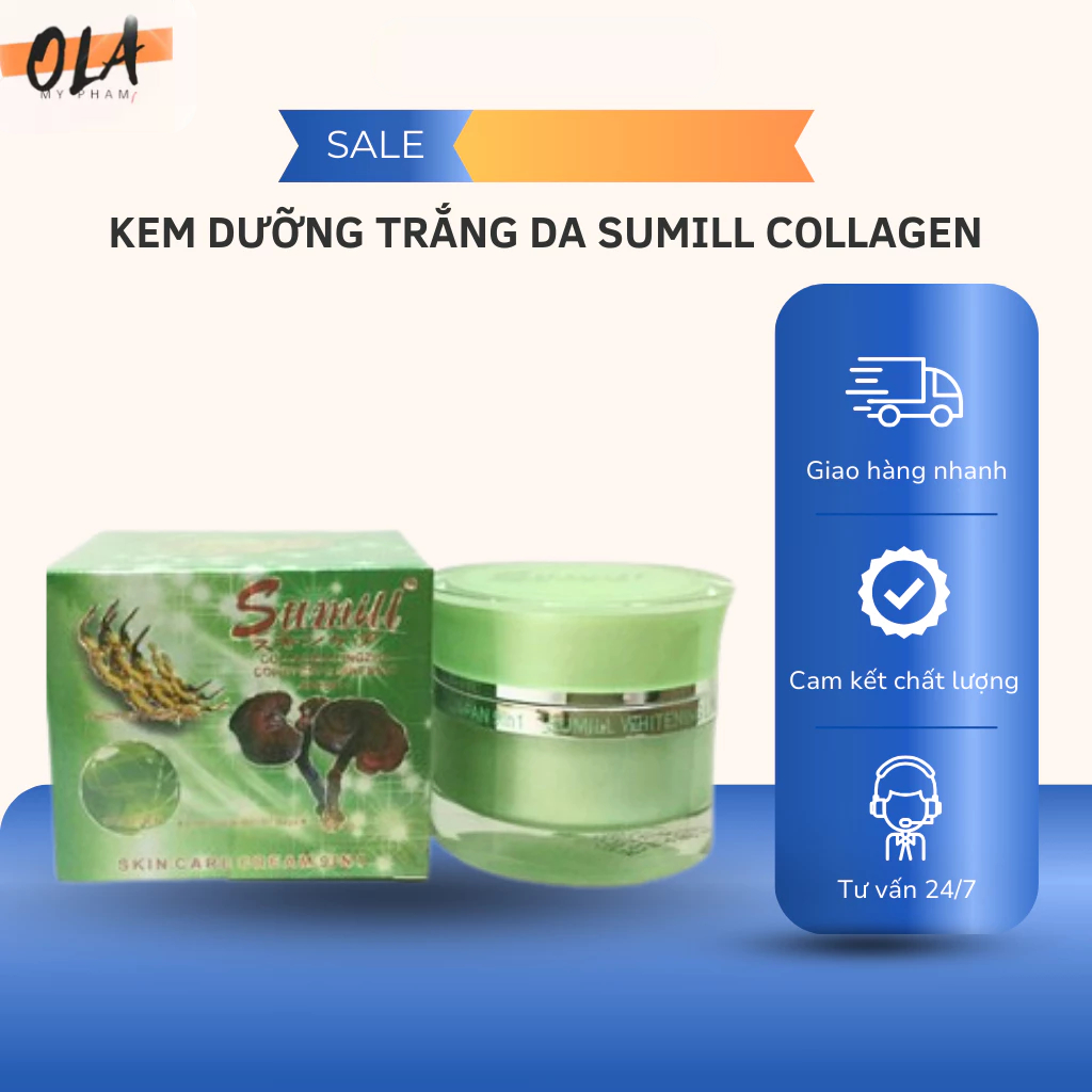 Kem dưỡng trắng da Sumill Tinh Chất Collagen - Linh Chi & Đông Trùng Hạ Thảo - 20g - Xanh lá - mỹ ph