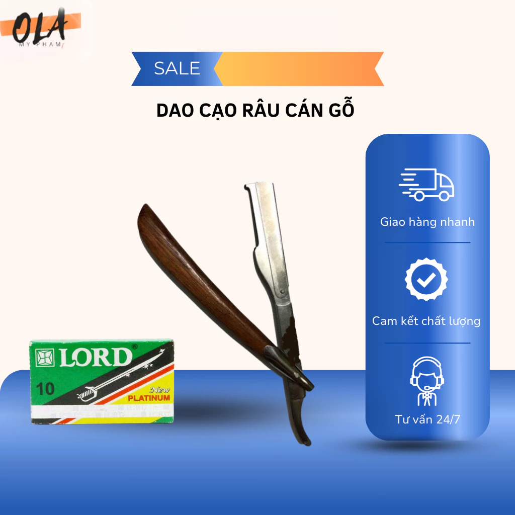Dao Cạo Lông Mặt, Dao Cạo Baber Cán Gỗ - Mỹ Phẩm Ola