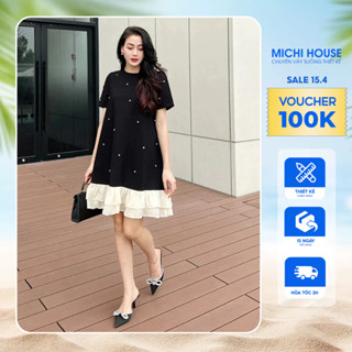 Đầm Suông Đuôi Cá MICHI House Váy Xuông Cổ Tròn Đính Đá Bigsize V712