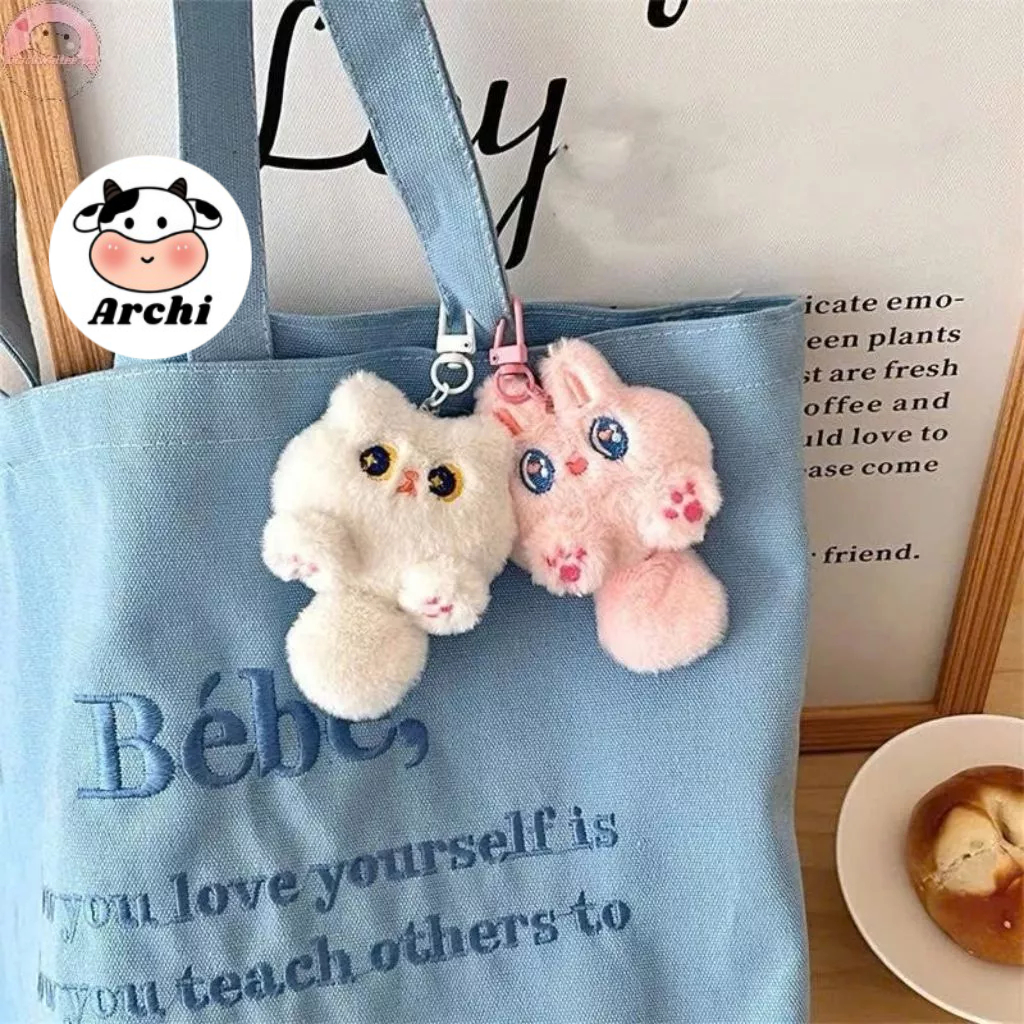 Móc bông treo balo, treo khoá hình Mèo đuôi dài