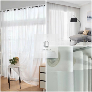 Rèm voan trắng lụa tinh khiết che mờ, rèm cửa sổ dán tường Loại 1, background livestream decor phòng
