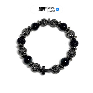 Vòng tay chuỗi hạt thánh giá phong cách Access “Black Cross”