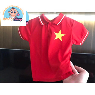 ÁO POLO CỔ TRỤ ,MÀU ĐỎ VIỀN TRẮNG ,IN NGÔI SAO VIỆT NAM ,CHẤT CÁ SẤU THỂ THAO THOÁNG MÁT ,THẤM HÚT MỒ HÔI