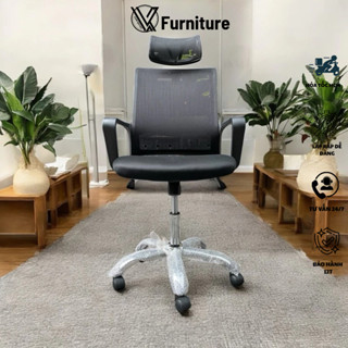 Ghế xoay tựa đầu Tân Hòa 344D lưng lưới thoáng khí làm việc học tập văn phòng