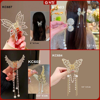GOTI Kẹp Tóc Nửa Đầu Kim Loại Kiểu Phù Hợp Đi Tiệc, Đi Chơi, Quà Tặng Cho Nữ 20/10 8/3 KC687