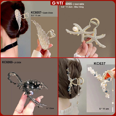 GOTI - Kẹp Càng Cua Lớn Hình Cánh Chim Đính Hạt Xinh Xắn Quà Tặng Nữ 20/10 8/3 – Phụ Kiện Tóc Thanh Lịch KC6057 KC6058