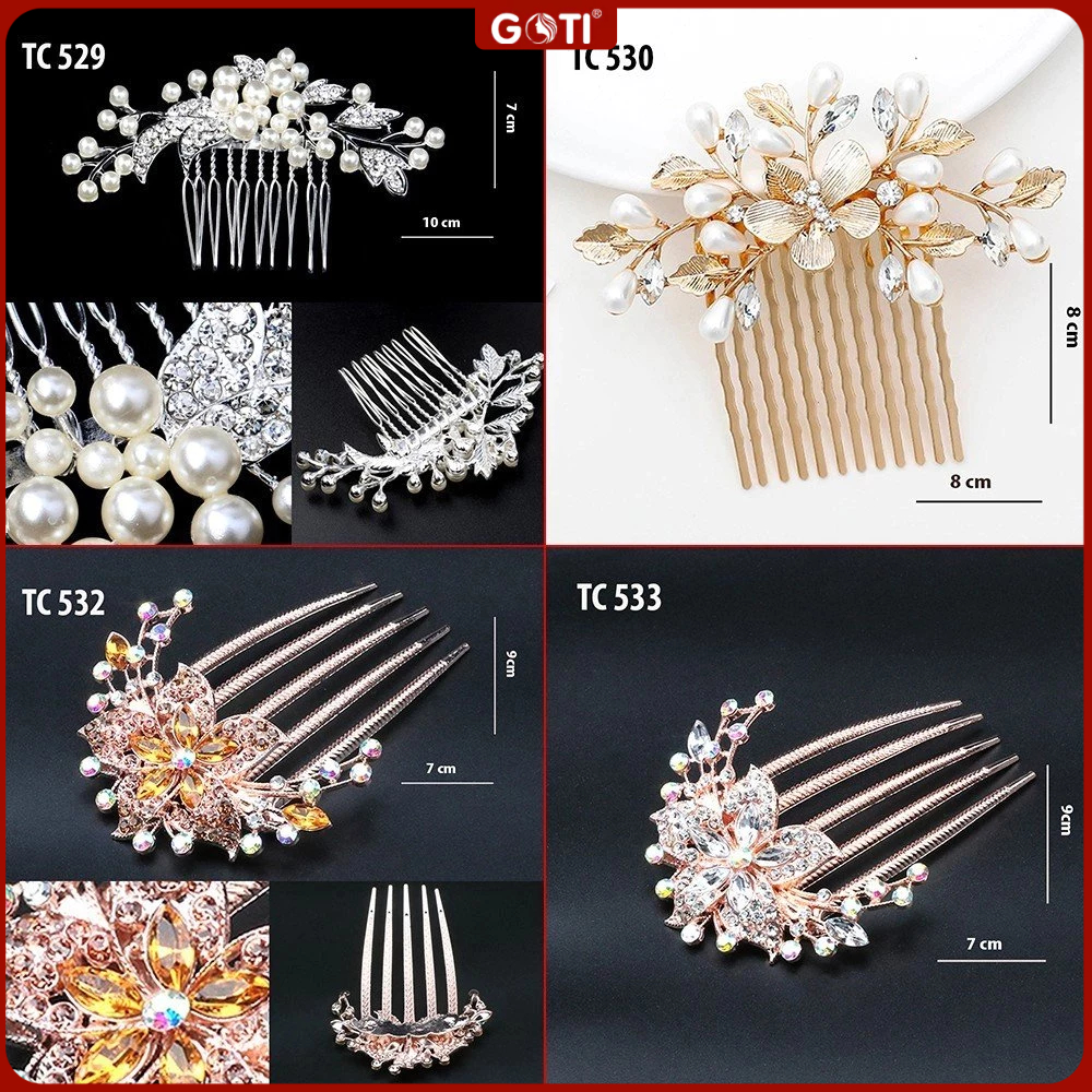 GOTI Quà Tặng Cho Nữ 20/10 8/3 - Trâm Cài Kiểu Lược Cài Tóc Đính Hoa Lá Hạt Đá Cổ Điển TC529-TC536