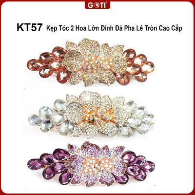 GOTI Kẹp Tóc Hình 2 Hoa Lớn Đính Đá Nhọn Sang Trọng Tặng Mẹ, Tặng Bà, Người Lớn Tuổi KT56