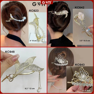 GOTI - Kẹp Tóc Kiểu Hàn Quốc Hình 2 Đuôi Cá Đính Hạt Phù Hợp Dự Tiệc Quà Tặng Dành Cho Nữ 20/10, 8/3 KC648