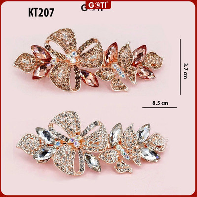 GOTI Phụ Kiện Quà Tặng Nữ 20-10 8-3 - Kẹp Tóc Hình Hoa Xoắn 3 Cánh Đính Đá Sang Trọng Tặng Mẹ, Bà, Người Lớn Tuổi KT207