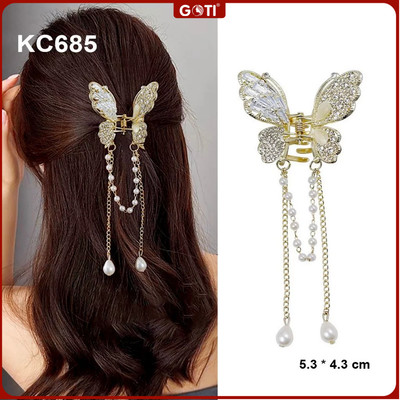 GOTI Phụ Kiện Tóc Nữ - Kẹp Tóc Hình 5 Hạt Xanh Tròn Kiểu Kẹp Càng Cua Nhỏ Nhắn Dự Tiệc Sang Trọng KC6007