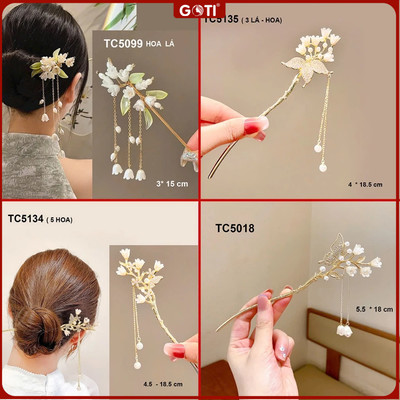 GOTI Trâm Cài Tóc Phong Cách Cổ Trang Dành Cho Nữ Hiện Đại Trâm Búi Tóc Hoa Nhỏ Tua Rua TC5135 TC5135 TC5130