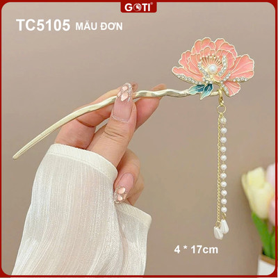 GOTI Trâm Cài Tóc Búi Hoa Mẫu Đơn Cam Thanh Lịch Phong Cách Cổ Trang, Hiện Đại Dành Cho Nữ TC5105