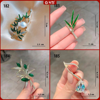 GOTI - Ghim Cài Áo Hình Tre Lá Đính Hạt Thời Trang Nữ Kiểu Dáng Trâm Cài Phụ Kiện Đẹp