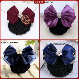 GOTI Thời Trang Nữ Kẹp Búi Tóc Cao Cấp Đính Nơ Phối Voan Nhiều Màu Xinh Xắn Công Sở, Y Tá KT45