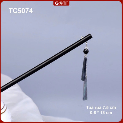 GOTI Quà Tặng Cho Nữ Thanh Lịch Kiểu Trâm Cài Tóc Búi Hình Tua Rua Thân Đen Cổ Trang Cổ Điển TC5074