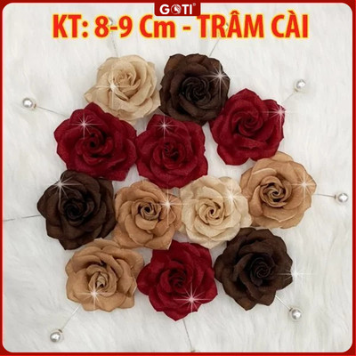 Phụ Kiện GOTI Tag Cài Áo Hoa Hồng Vải Voan Có Ghim, Trâm Cài Phù Hợp Cho Nữ Dự Tiệc, Công Sở CH002