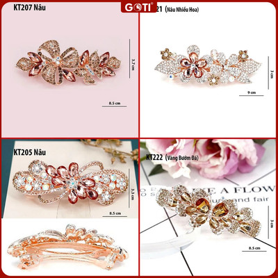 GOTI Phụ Kiện Tóc Nữ - Kẹp Tóc Hoa Lá Đính Đá Nhiều Màu Đẹp Quà Tặng Cho Mẹ, Bà, Người Trung Niên