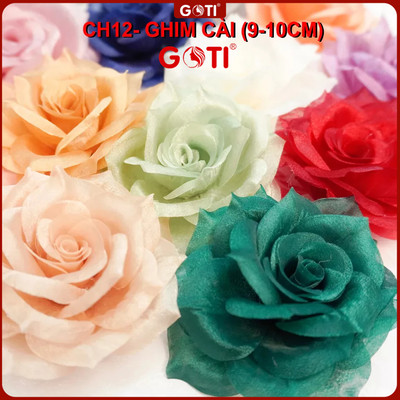 GOTI - Tag Hoa Voan Cài Áo, Kiểu Cài Áo Hoa Có Ghim, Trâm Cài, Hoa Cài Áo Váy Handmade, Cài Áo Hoa Voan Màu Pastel CH12