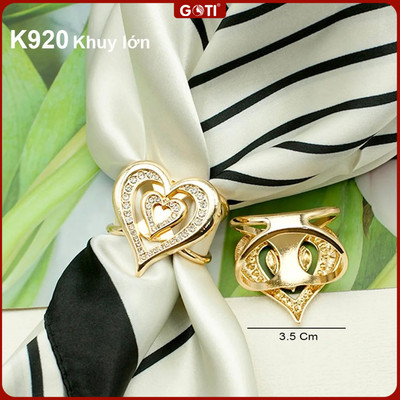 GOTI Khuy Cài Khăn Choàng Cổ Kiểu Nút Khóa Cài Khăn Choàng Cổ Lụa Cỡ Lớn Trái Tim Thanh Lịch K920