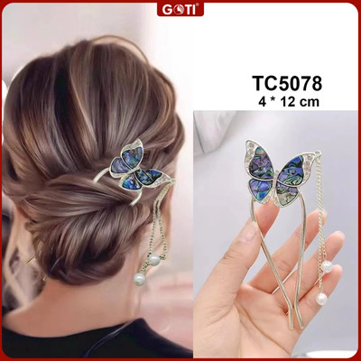 GOTI Trâm Cài Tóc Dạng Xước Hình Bướm MàuPhụ Kiện Thời Trang Tóc Cho Nữ Dự Tiệc Đẹp TC5078