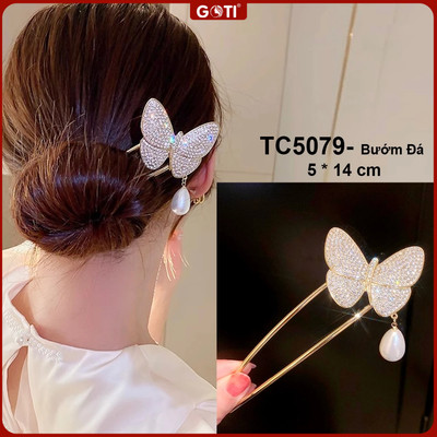 GOTI Trâm Cài Tóc Dạng Xước Hình Bướm Hạt Phụ Kiện Thời Trang Tóc Cho Nữ Dự Tiệc Đẹp TC5079